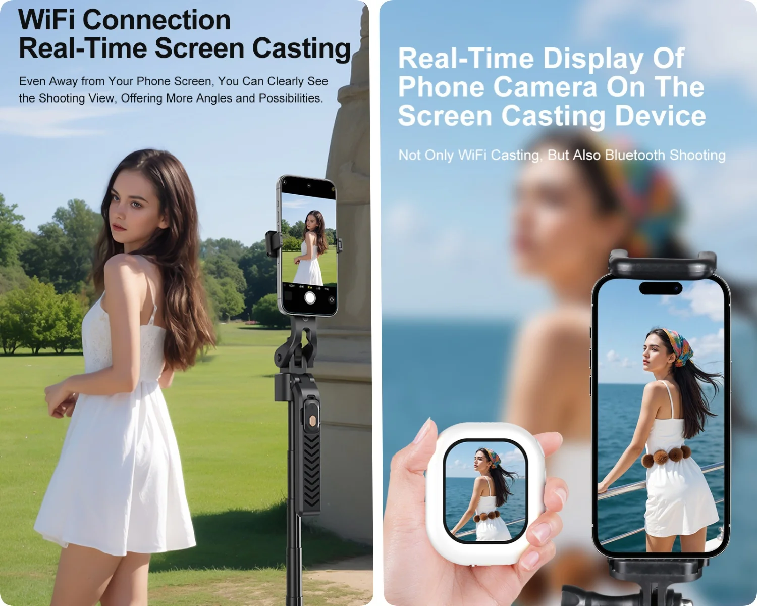 Mini Magnetic Selfie Screen Monitor Wireless Back Camera Shooting for iPhone Android Phone Vlog Live Photography Accessory