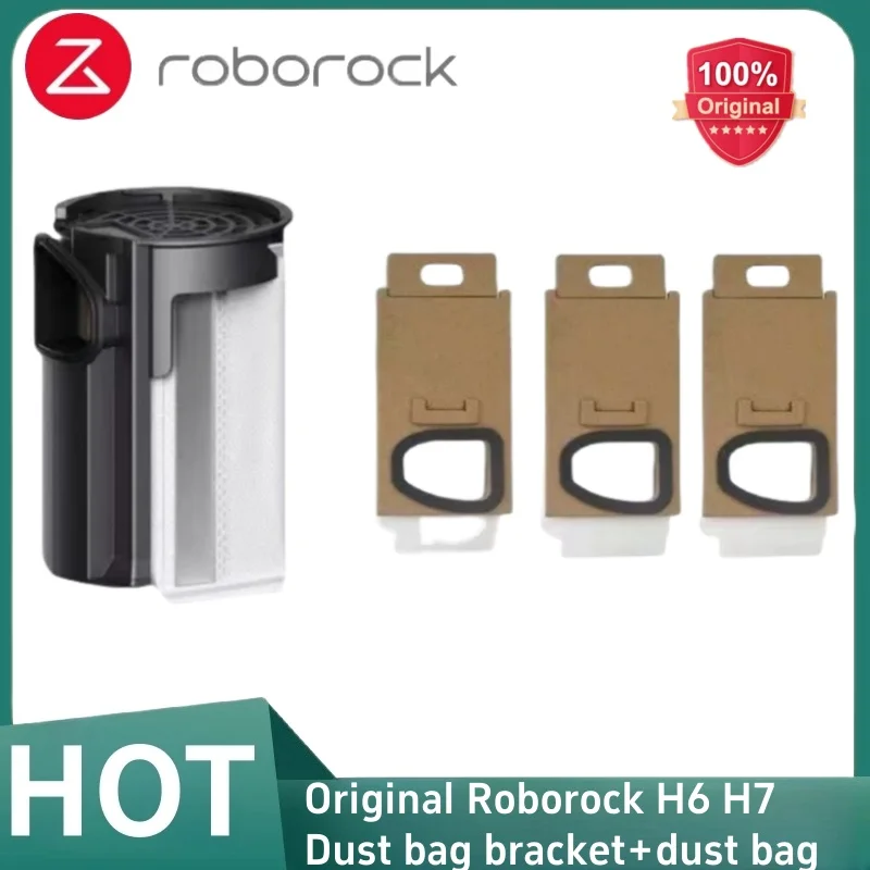 Original Roborock Accessory Dustbag 12pc & Holder 1pc Set  H6 / H7  Handheld Cordless Stick Vacuum Cleaner Spare Parts