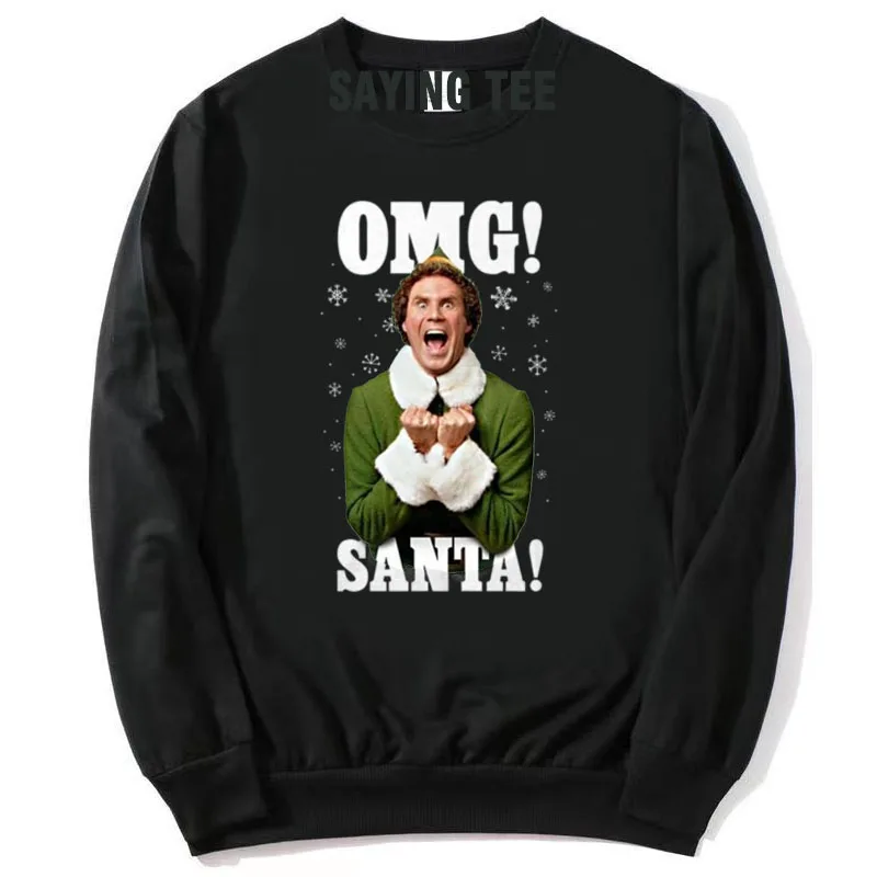 

Ripple Junction Elf OMG Santa Humor Funny Christmas Pullower Sweatshirt Xmas Costume Sweater Long Sleeve T-shirt Saying Tee Tops