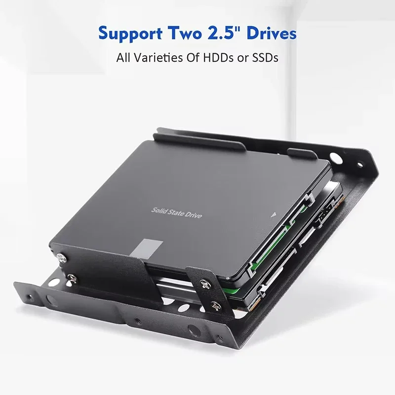 2.5 To 3.5 Inch Hard Disk Bracket Hard Dual Desktop SSD Mounting Bracket Internal Adapter Support Two 2.5