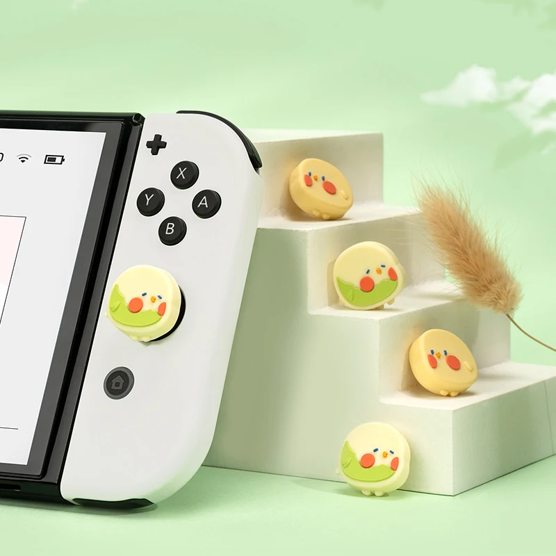 4個親指グリップキャップ任天堂スイッチoledかわいいゴーストひよこ動物ジョイスサムスティックニンテンドースイッチns lite