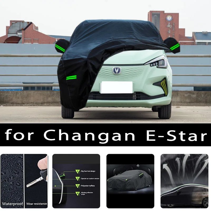 

For Changan E-Star Car Covers Outdoor Waterproof Sun Rain Snow Protection UV Auto Cover 190T Car Protective Full Covers