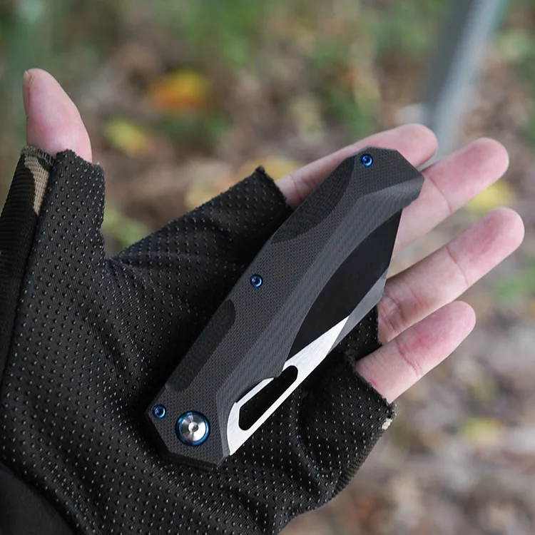 휴대용 접이식 칼 D2 강철 고경도 G10 핸들 야외 EDC 다기능 필드 생존 가정용 과일 칼 도구