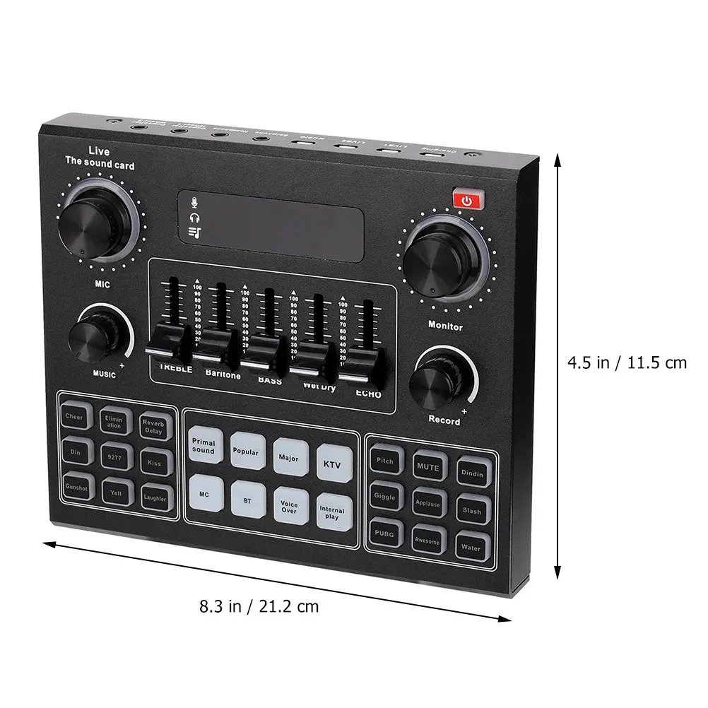 Sound Card Equipment for Phone Computer 1200ma Battery Built-in Effects Voice Changer Audio Mixer Black Random Color Portable DJ