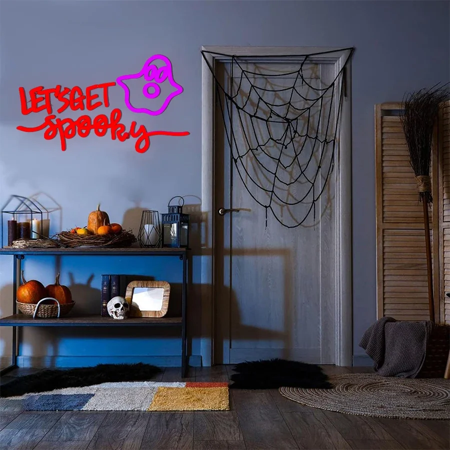 لافتة مضيئة لغرفة الألعاب، ديكور غرفة النوم، بار البيرة، النادي، كهف الرجل، متجر الهدايا للمراهقين، دعونا نحصل على لافتة نيون مخيفة لديكور الحائط