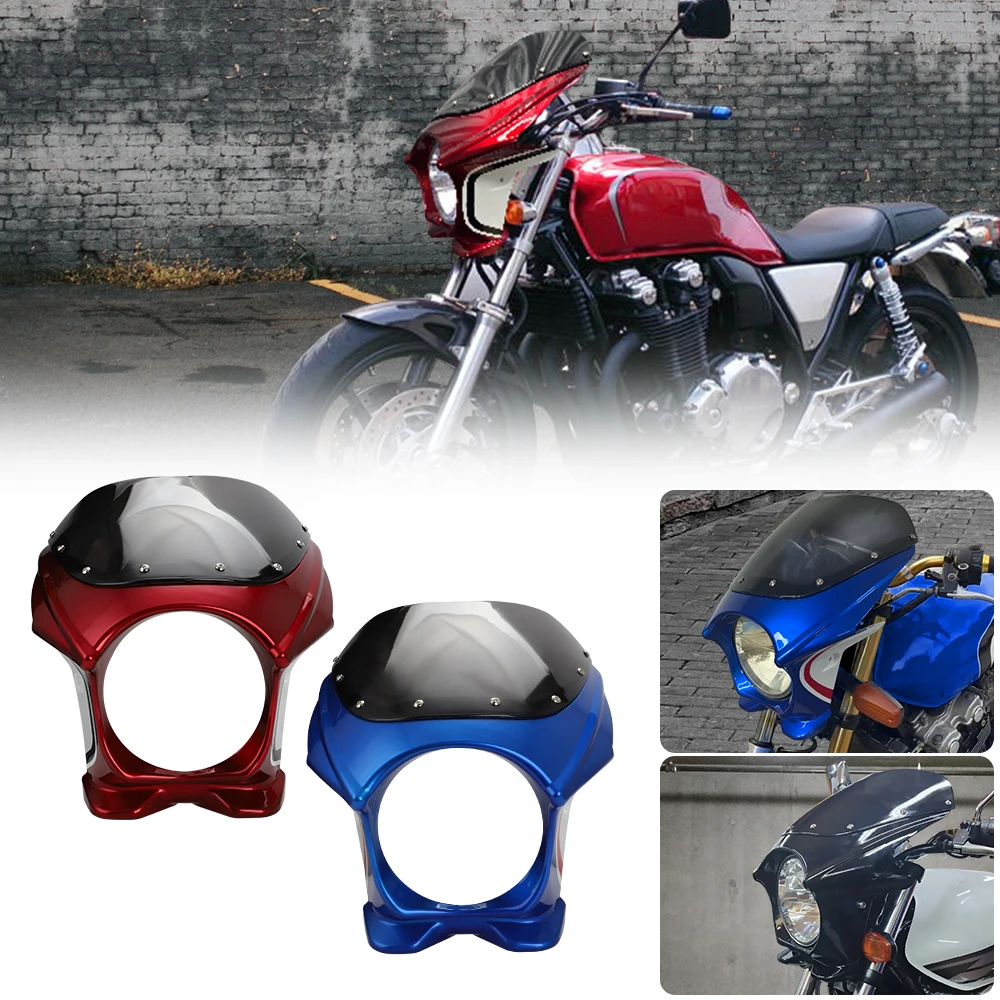 Motorcycle Front Headlight Fairing Cover Windshield Headgear For Honda CB400 Universal 7inc Headlamp Street Car Head Guide Cover