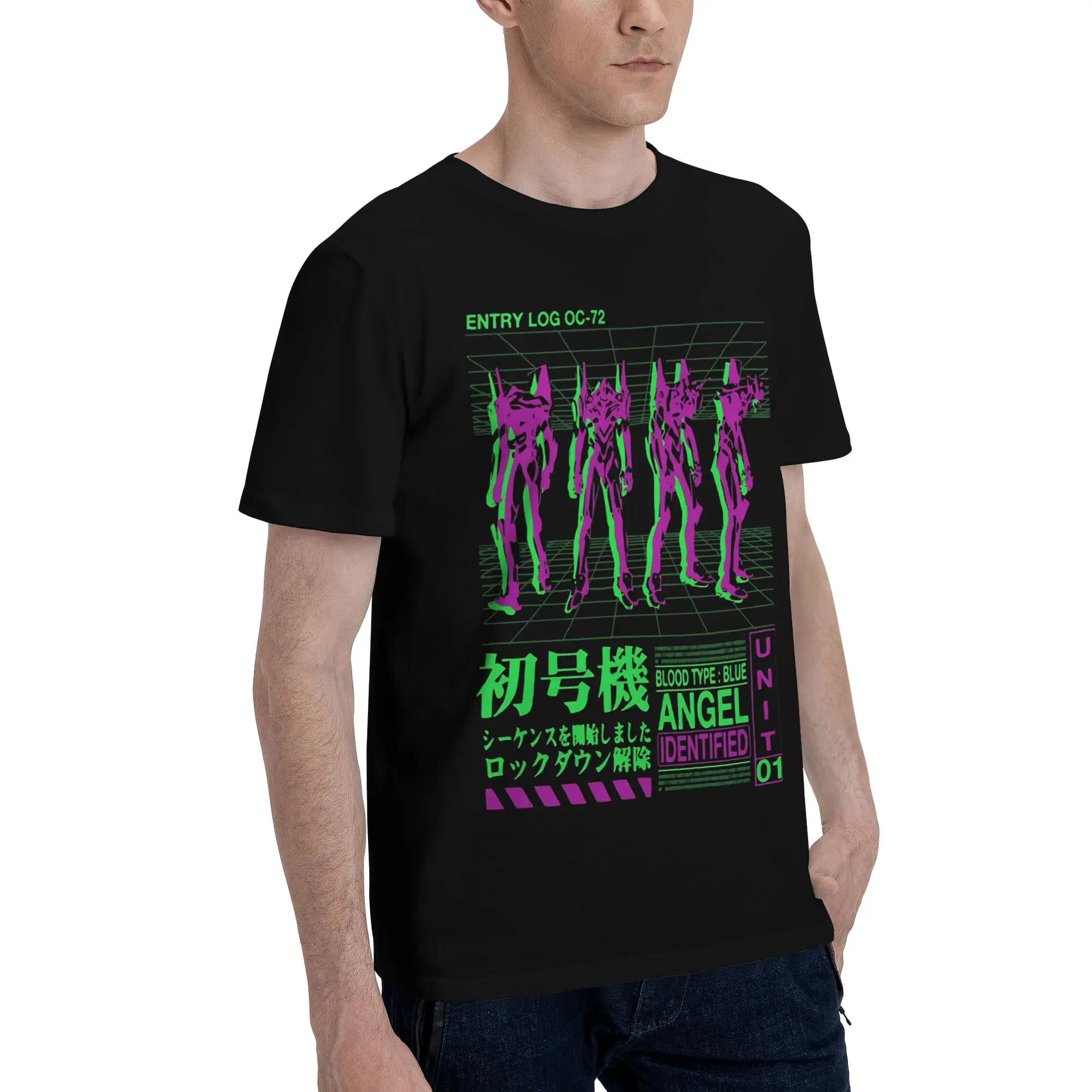 Neon Genesis Evangelion Retro Vintage  Graphic 100% Cotton T-Shirt Bandai EVA Tops Tees For Men
