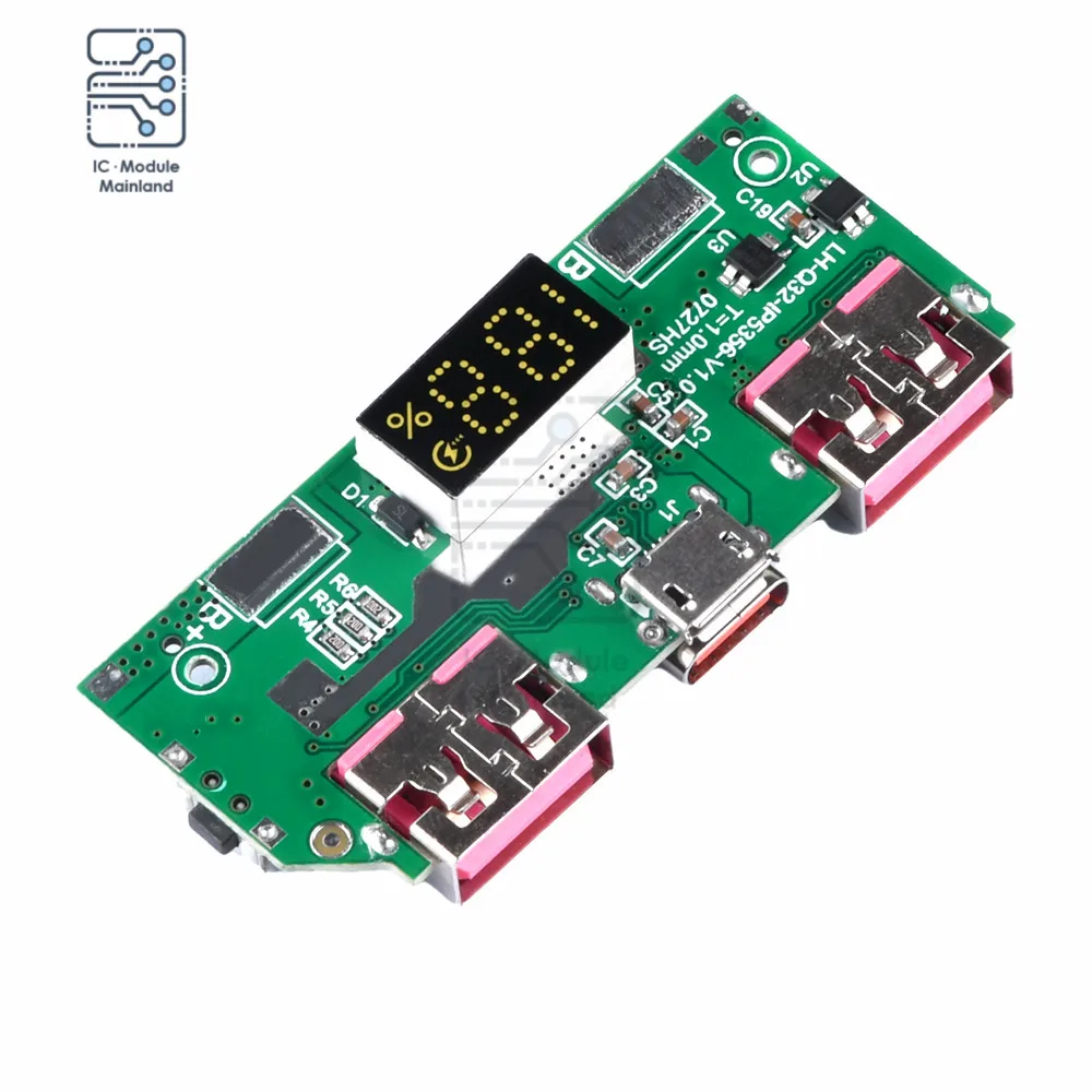 5V3A Li-ion battery digital fast charging module IP5356 support TYPE-C Micro USB QC3.0 2.0/PD3.0 PD2.0/AFC/FCP