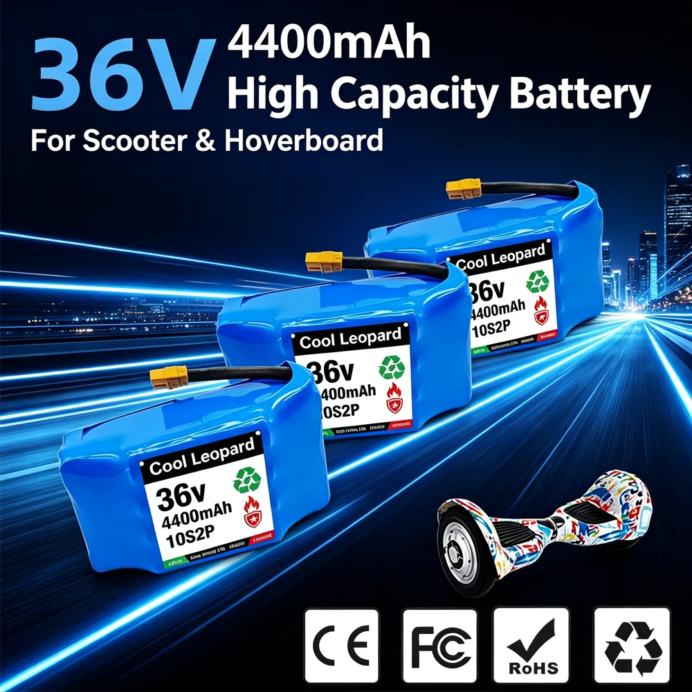 10S2P 36V 7.0Ah Rechargeable Li‑ion Battery,Built‑in BMS XT60 Connector for Electric Self‑Balancing Scooter Hoverboard Unicycle