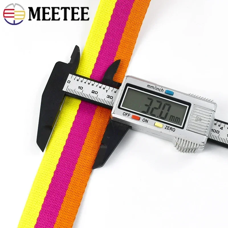 10Meters 32mm Meetee Stripe Polyester Webbing Bands Backpack Shoulder Luggage Strap Clothes Ribbon Tape DIY Sewing Accessories