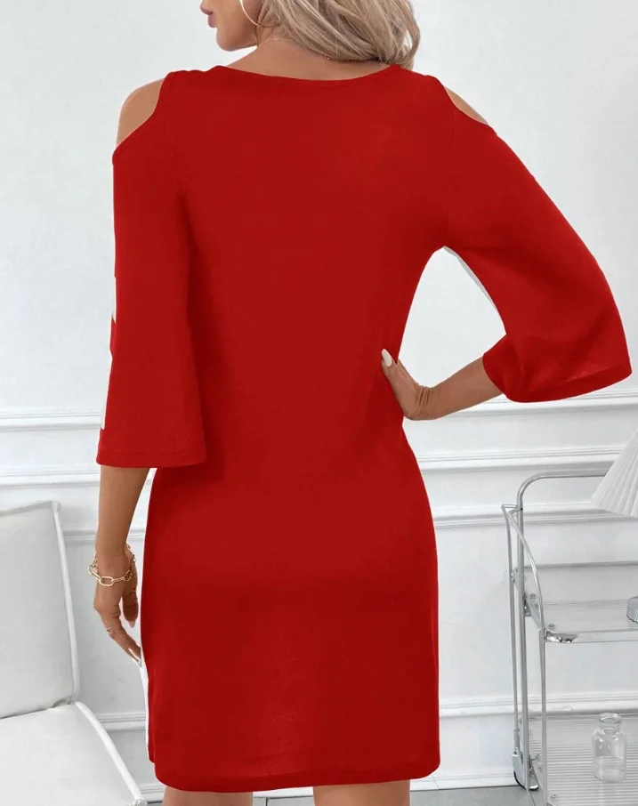 สุภาพสตรีพิมพ์แขนสั้น O คอชุดเซ็กซี่ปิดไหล่ชุดสตรีสบายๆหลวมเสื้อยืดสไตล์มินิเดรส Vestidos