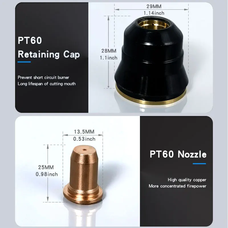 PT-60 IPT-60 PT60 Plasma Cutting Torch Tip Nozzle Electrode Stand-off Retaining-cap Swirl-ring Plasma Cutting Flashlight  PT40