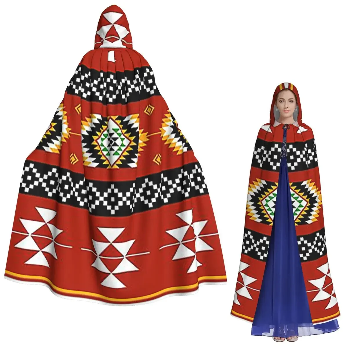 

Индийская живопись индейцев ацтеков этнический длинный плащ с капюшоном ведьма средневековый костюм косплей накидка Хэллоуин вампир взрослый унисекс