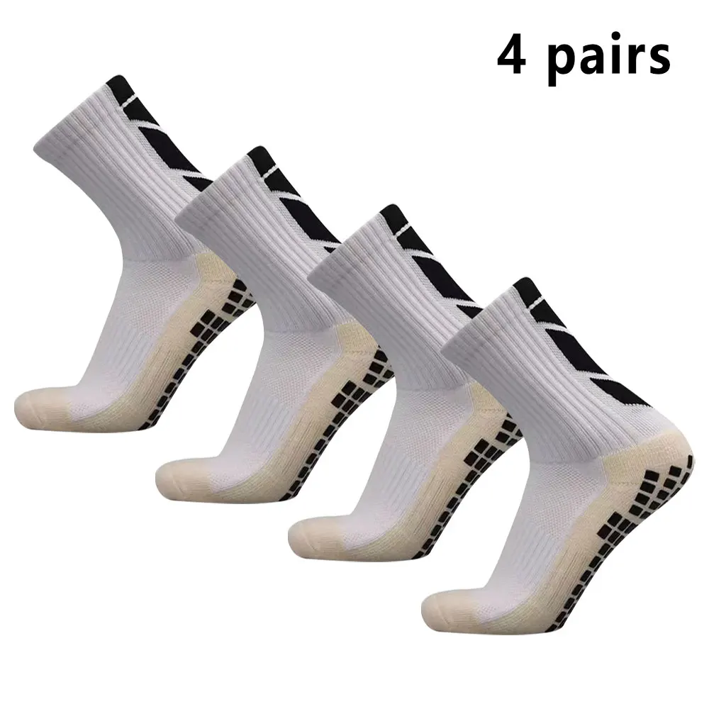 4 pairs of football socks sports socks men\'s mid-calf socks silicone non-slip dot socks basketball yoga socks