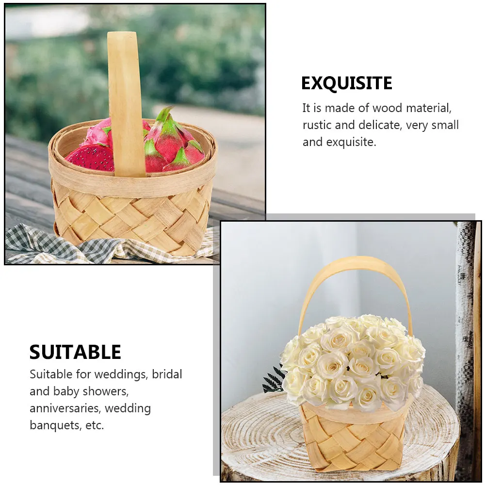 

10Pcs Decorative Baskets Rustic Wood Material Small Exquisite Wedding Bridal Showers Anniversary Handheld Basket