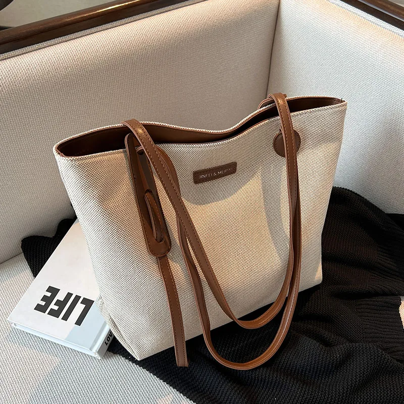 Large capacity commuter office handbag 2023 new canvas women\'s bag luxury design shoulder travel shopping bags BIG Fashion Tote