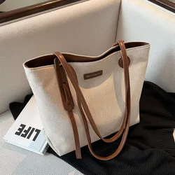 Bolso de mano de lona de gran capacidad para mujer, bolsa de hombro de diseño de lujo para viaje y compras, a la moda, novedad de 2023