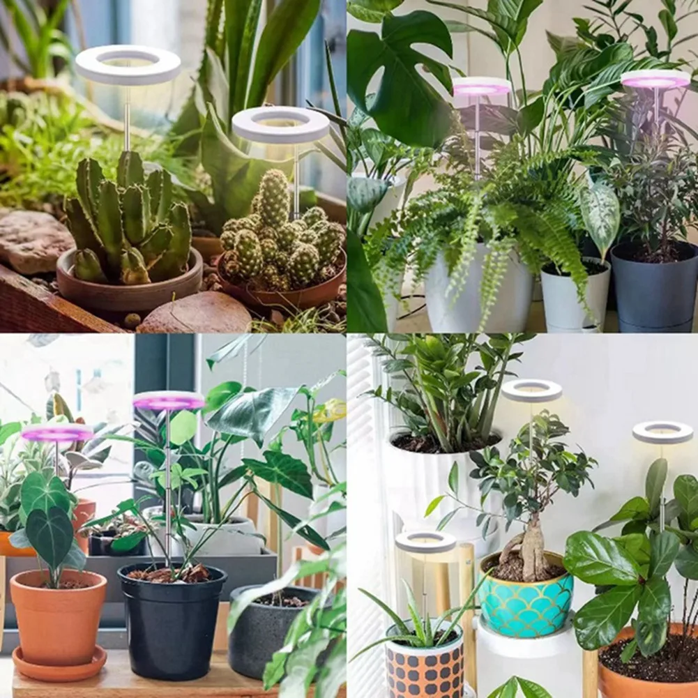 COFA-LED lâmpada de crescimento de plantas anel escurecimento tempo ajustável altura retrátil espectro completo imitação luz solar crescimento