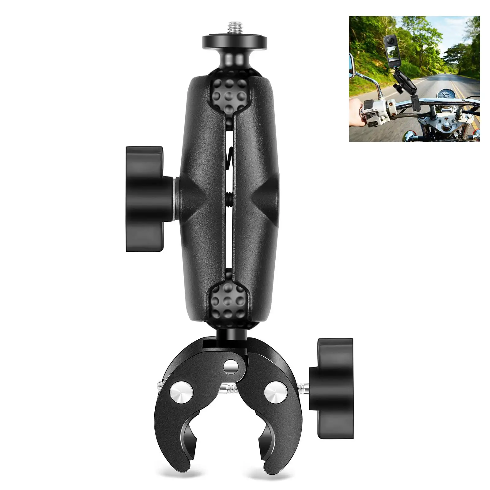 PULUZ Motorcycle Crab Clamp Handlebar Fixed Mount Holder for DJI / Insta360 and Other Action Cameras