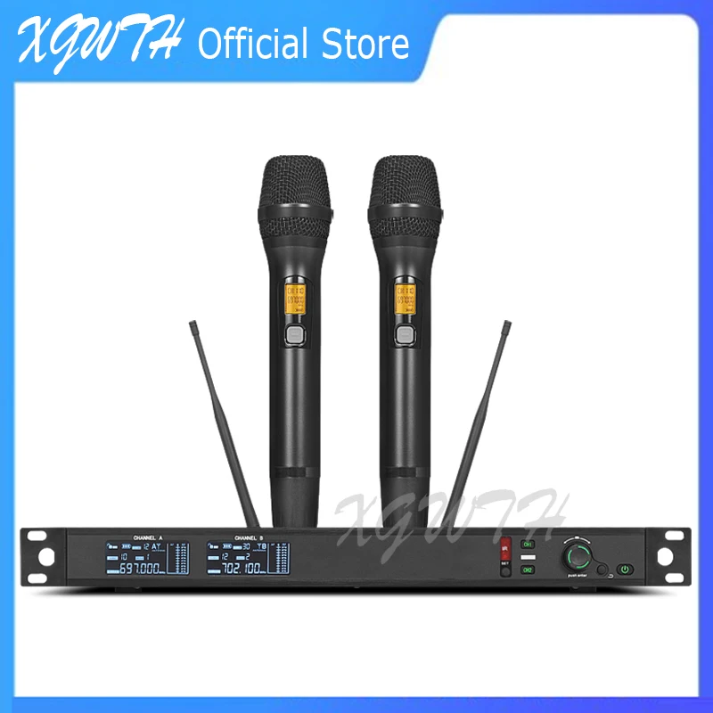 

UHF Digital Wireless Microphone Frequency Adjustable Dynamic Cardioid Mic Karaoke Handheld Recording Studio Recording Mics