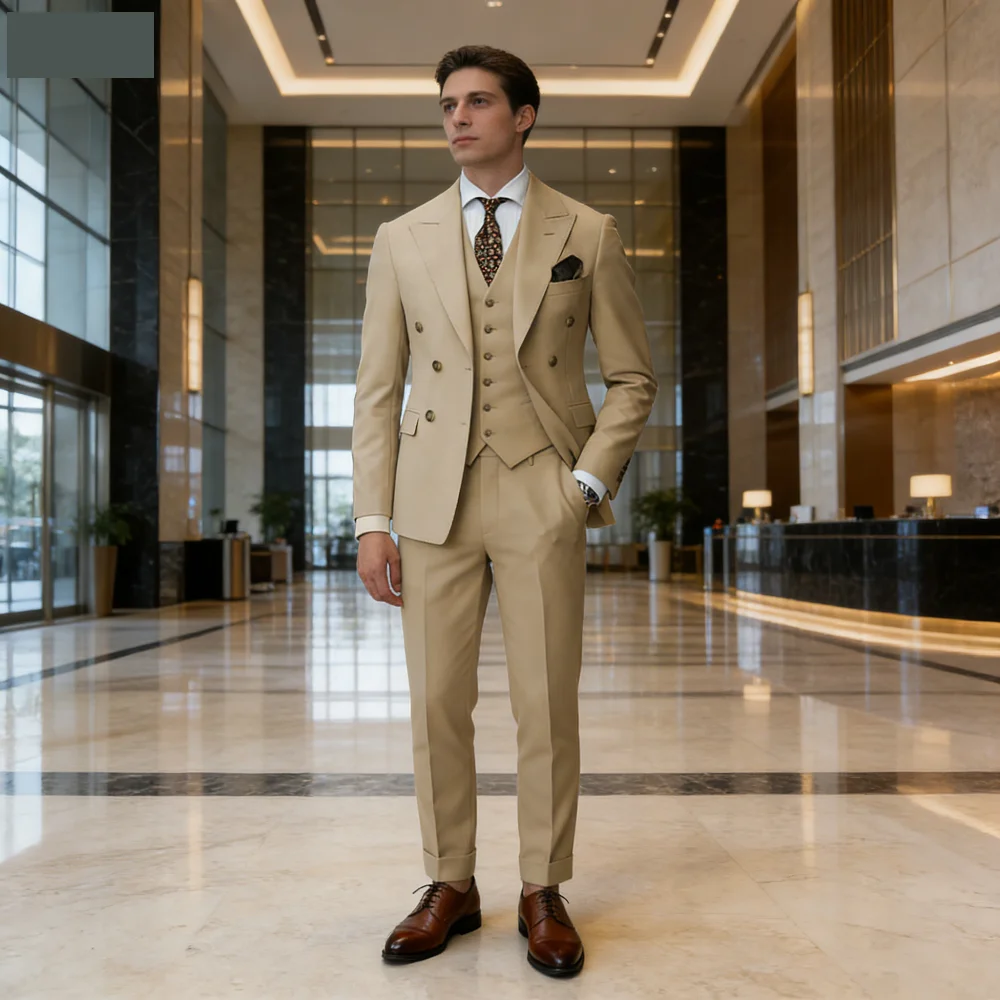 

Мужской костюм-двойка Slim Fit с пикообразными лацканами: модный пиджак и брюки для свадьбы, деловых встреч, вечеринок, торжественных мероприятий, смокинг, костюм для жениха