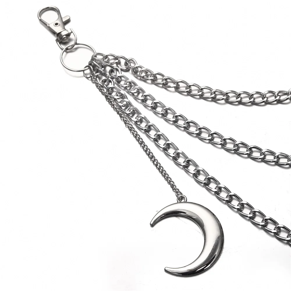 Moon Pendant Chain On The Jeans Pants Women Punk Keychains for Men Egirl eBoy Harajuku Grunge  Accessories