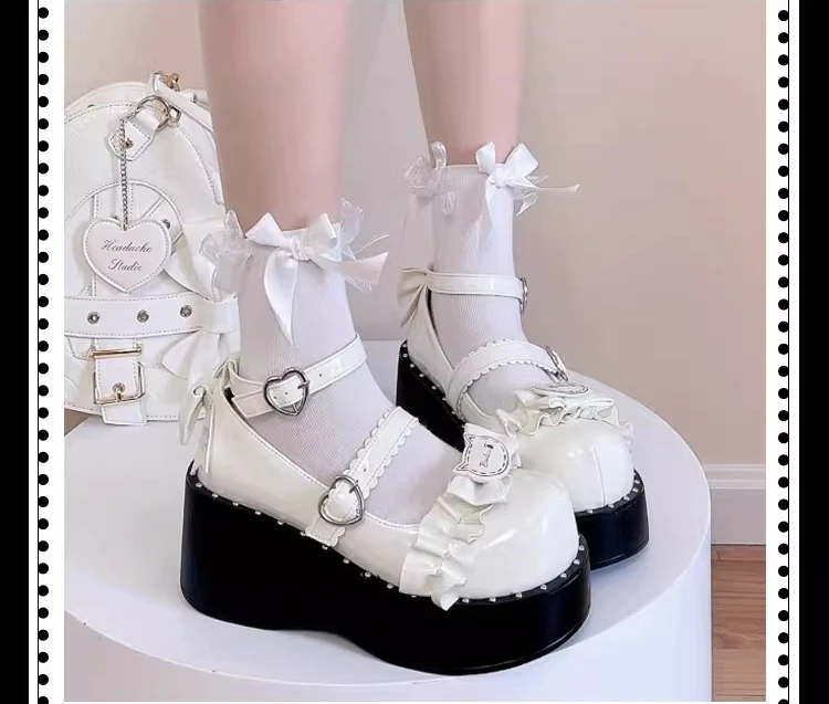 

Японские оригинальные туфли на платформе в стиле панк с круглым носком и мультяшным котом, женские, Y2K, милые, крутые, готические, лолита-туфли