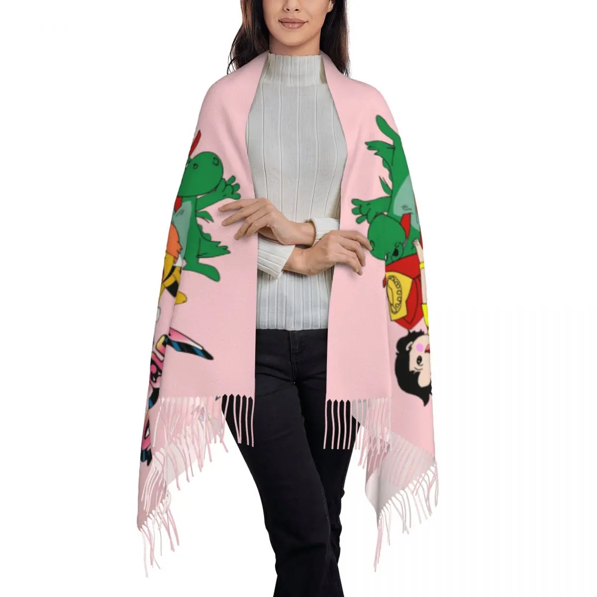 ماجا هايدي ويكي جريسو كاليميرو Pumuckl وشاح التفاف المرأة طويلة شتاء خريف دافئ شرابة شال للجنسين إيطاليا التلفزيون مانغا أنيمي الأوشحة