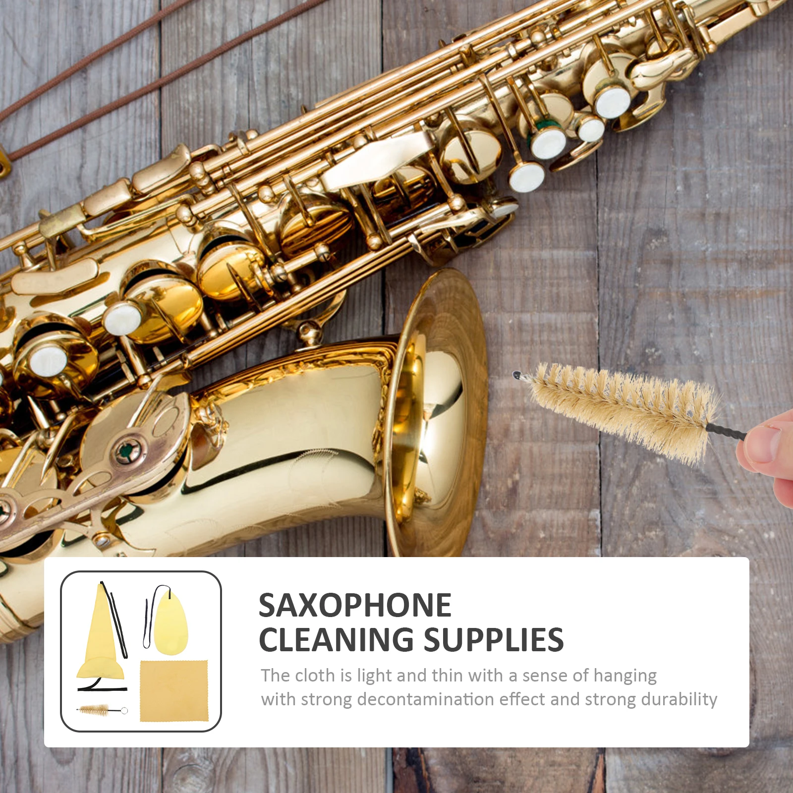 

1set Sax Cleaning Kit Reusable Fine Cloth Strong Dust Removal Lightweight Portable No Lint No Fading Long Lasting Smooth Surface