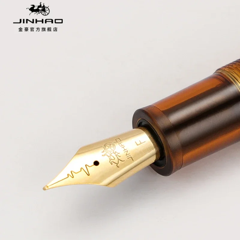 JINHAO-pluma estilográfica de Metal de prensa colorida, plumas de tinta retráctiles para negocios, oficina, escuela, escritura, regalo, 9016