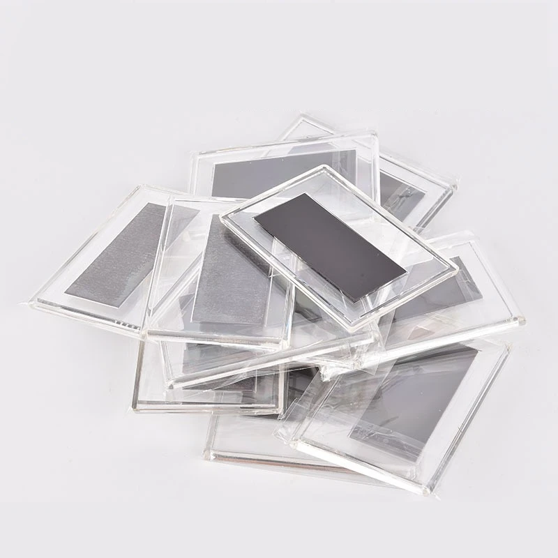 50pcs Magnetic Picture Frames Refrigerator Acrylic Photo Holders DIY Fridge Magnets Locker Cubicle Double-Sided Display Decor