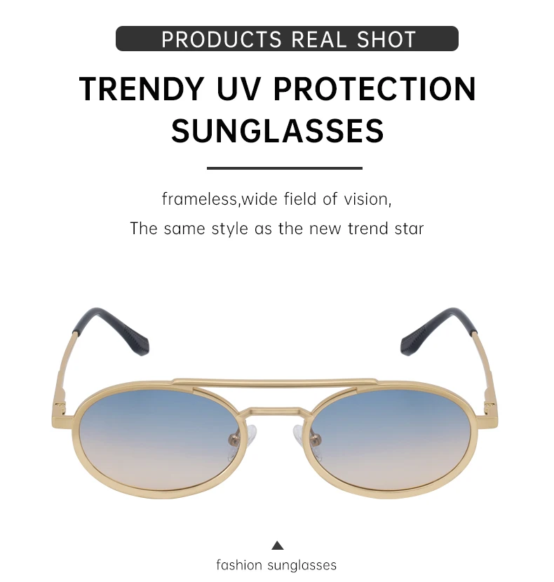 Ovale Steampunk-Sonnenbrille mit kleinem Rahmen für Damen, 2026, luxuriöse Vintage-Rundsonnenbrille für Damen, Doppelstrahl-Brille für Damen – Detail 8