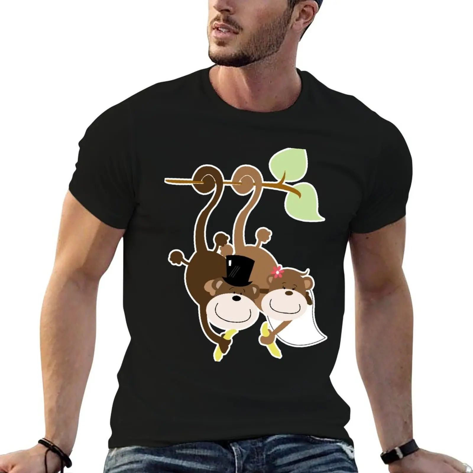 Monkey Wedding Couple Bride and Groom T-Shirt t shirts for man cotton t shirt personalised T-Shirt