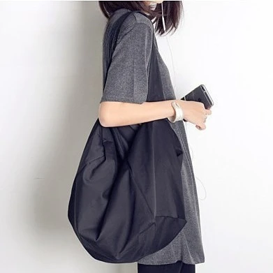 Крутая 3D холщовая сумка унисекс - черная простая стильная большая вместимость для спортивных путешествий через плечо