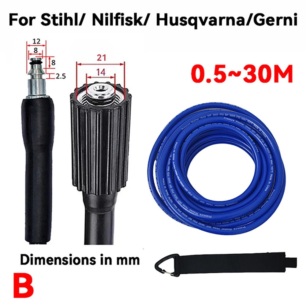 0.5~30M Pressure Washer Hose,Car wash Pipe,Super Flexible Kink Resistant Power Washer Hose for Stihl/ Nilfisk/ Husqvarna/Gerni