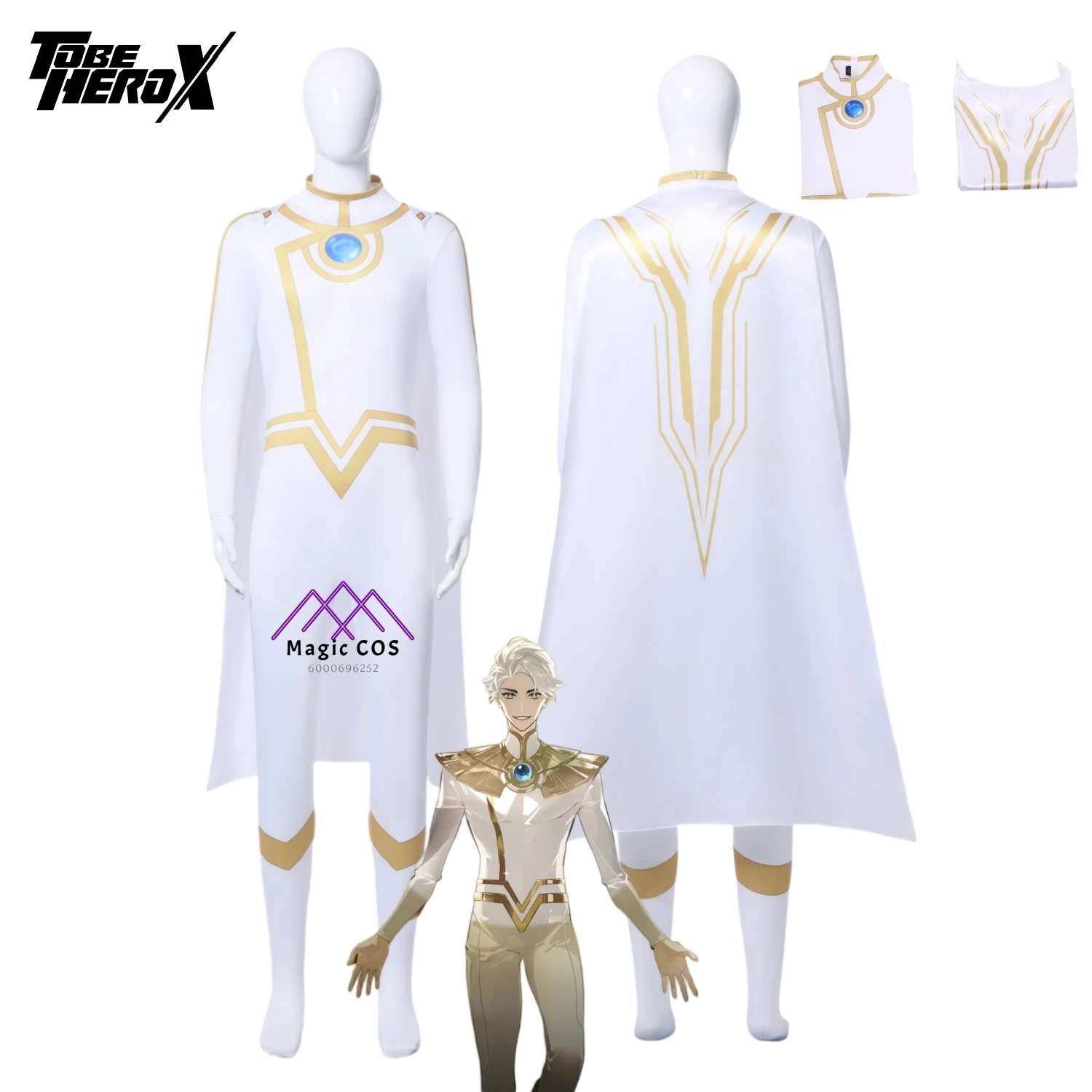 

Anime To Be Hero X Cosplay Anime Nice Costume Fashion Role Play Fashion White Jumpsuit Set for Men Halloween Comic Con Party