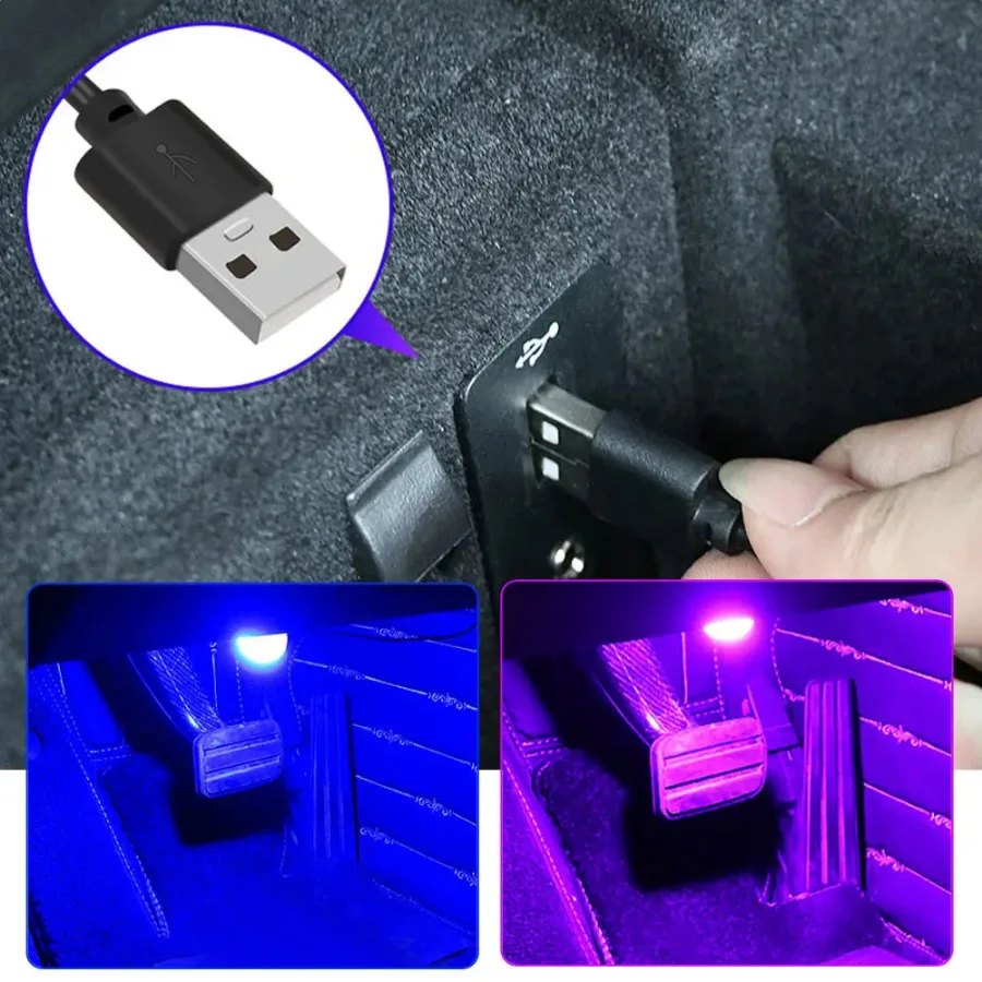 

Universal Auto Interior Lighting Blue/Pink Led USB Car Foot Lights Car Decorative Ambient Lamp Automobile Atmosphere Lights