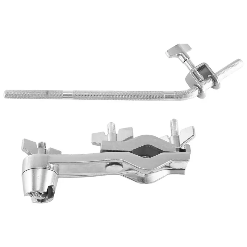 ABXI 1 Piece Cowbell Holder Cowbell Extension Clip Silver Cowbell Extension Rack Cowbell Retainer Lock Bent Drum Connection Bars
