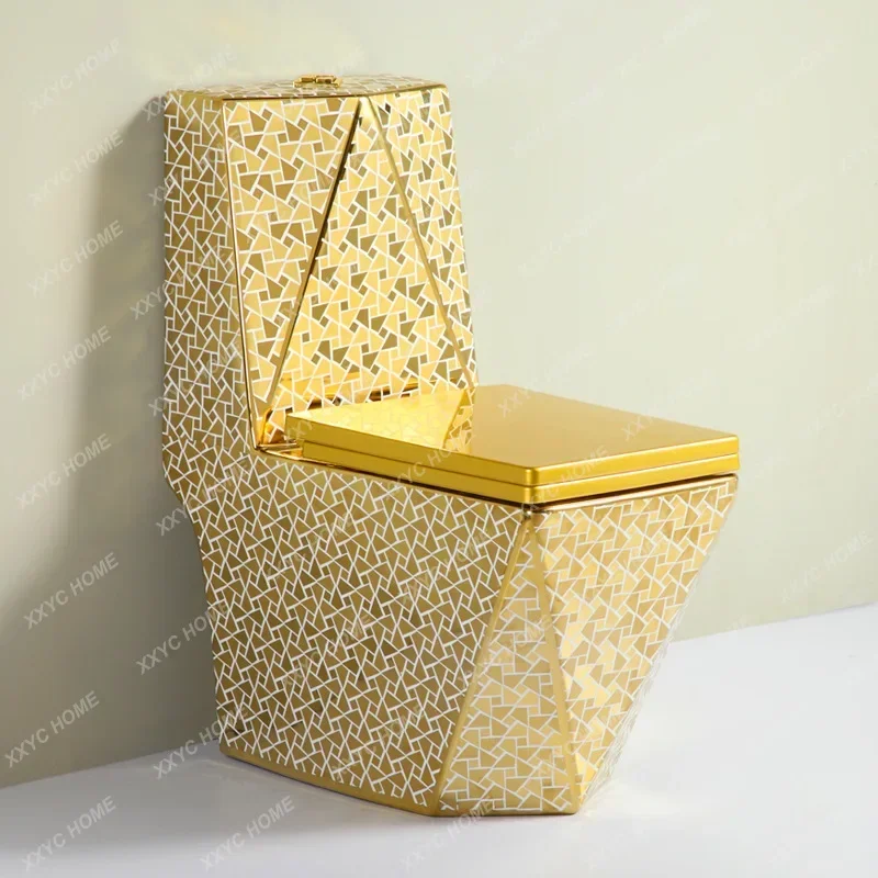 European Entry Lux Diamond Square Electroplating Color Luxury Gold Household Toilet Toilet Creative Modern