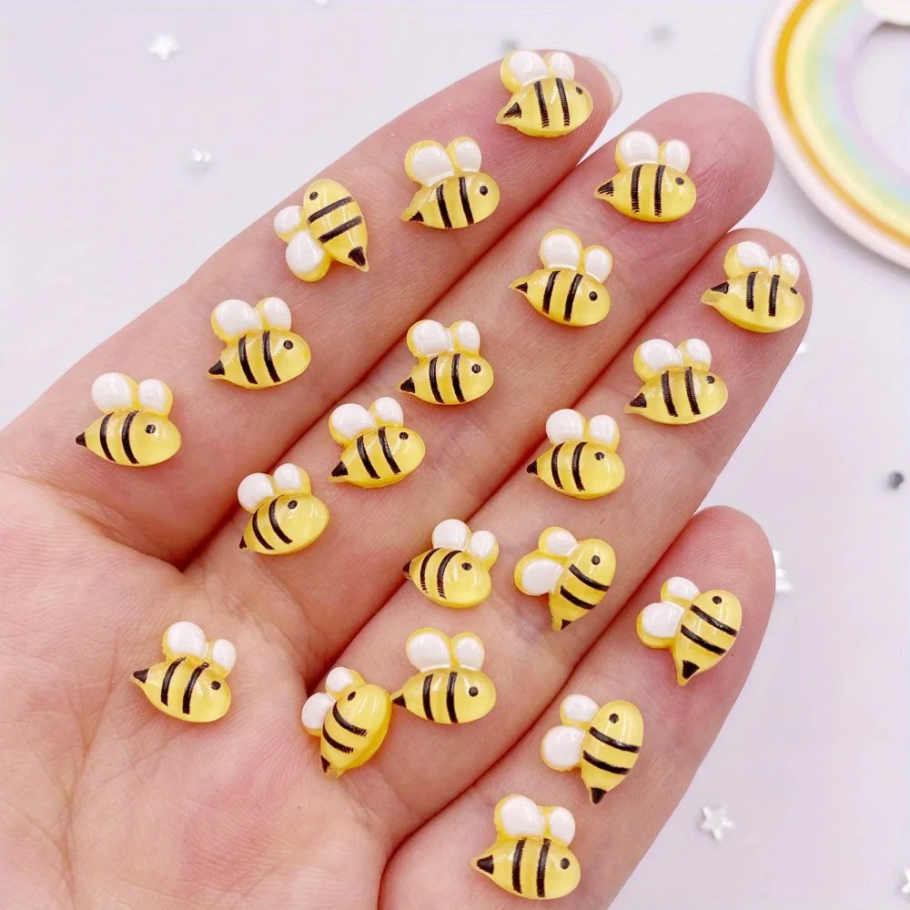 20 قطعة من سحر أظافر Kawaii Mini Bee، لوازم فنية من حجر الراين للنساء/الفتيات، مشابك شعر مصنوعة يدويًا، جراب هاتف