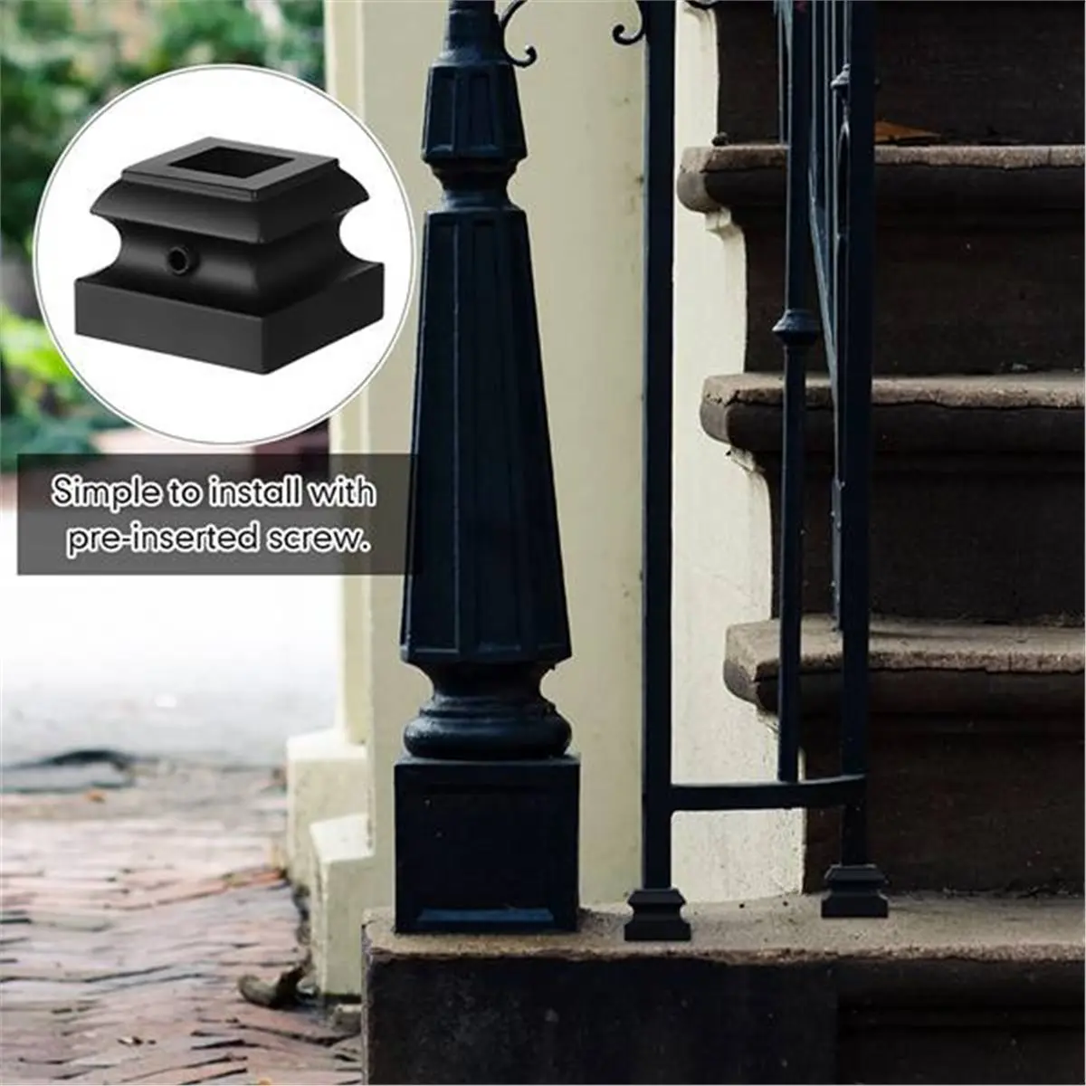 60pcs Iron Baluster Shoes Stair Flat Shoe for 1/2 Inch Square Scroll Basket Twist Knuckle Staircase Balusters
