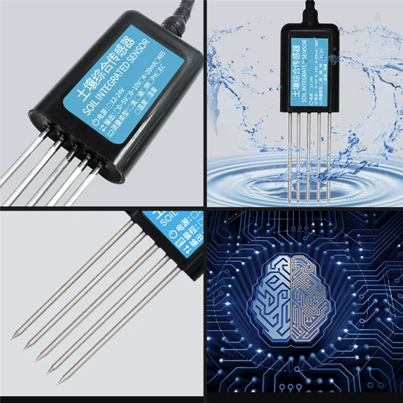 A16R-7 In 1 RS485 Soil Temperature Humidity Sensor PH Conductivity Nutrient Salt Nitrogen Phosphorus Potassium Transmitter