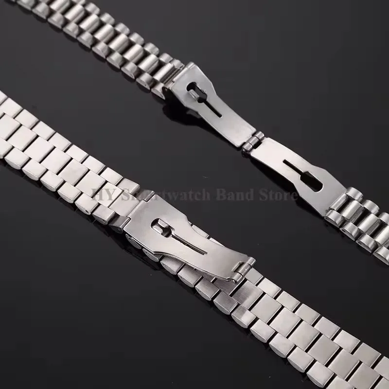 Curved End Stainless Steel Strap 20mm for Rolex Water Ghost Metal Wrist Band Solid Folding Buckle Bracelet Men Watch Accessories