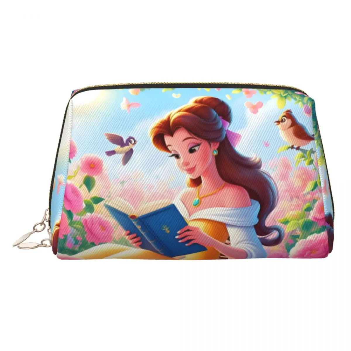 

Custom Beauty And The Beast Reading Toiletry Bag for Women Hot Cosmetic Makeup Organizer Lady Beauty Storage Dopp Kit Box