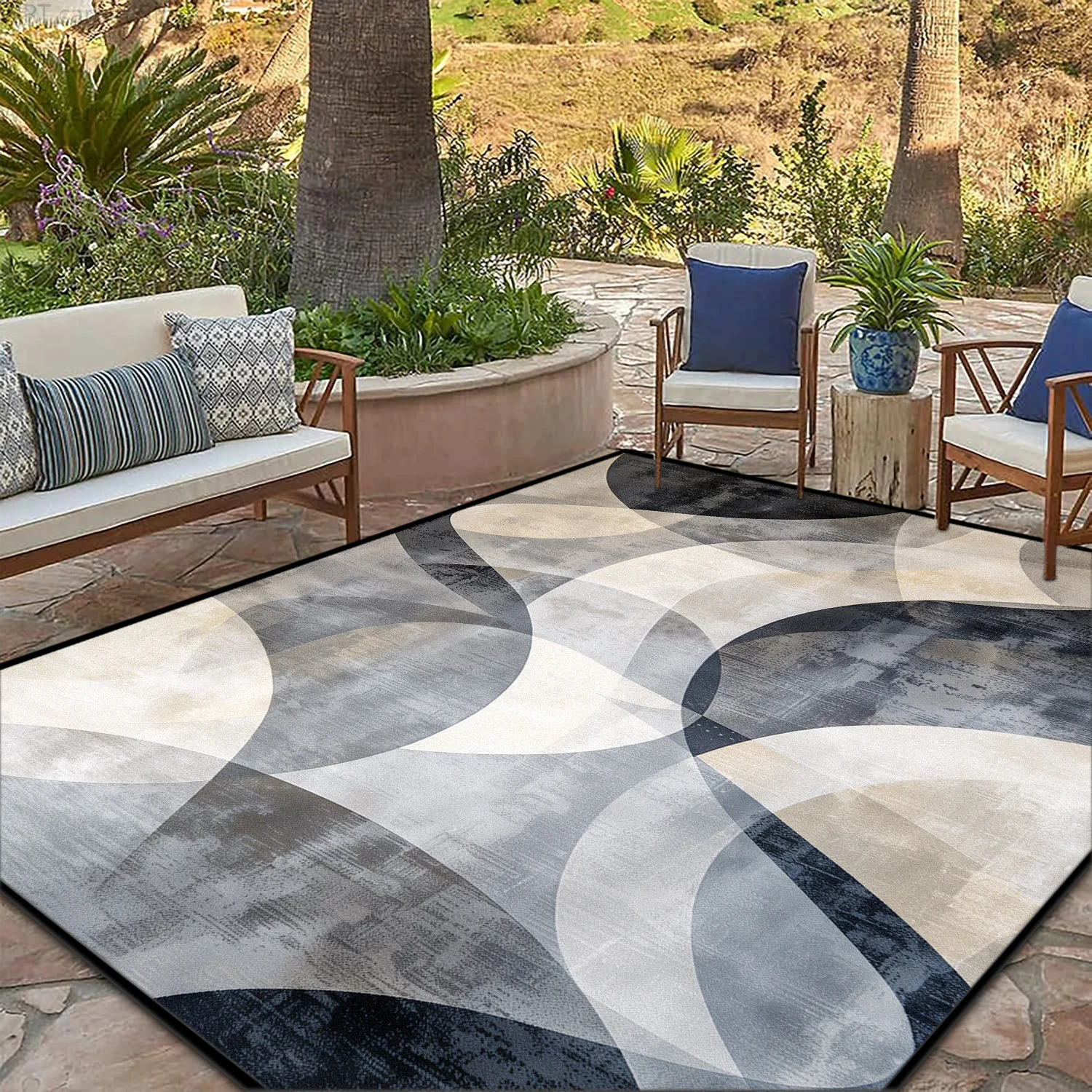 Nordic Abstract Outdoor Patio Sofa Area Rug Foldable Washable Decoration Caravan Rug Living Room Bedroom Soft Foot Mat Fluffy