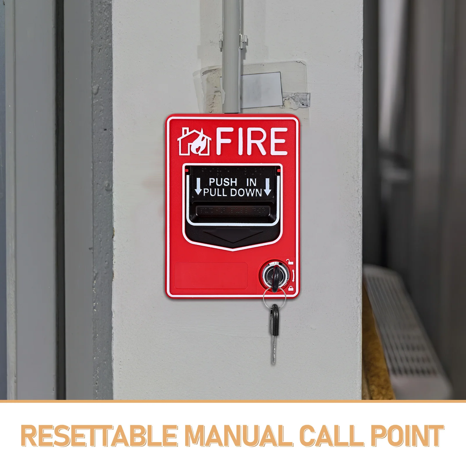 زر التنبيه دليل إعادة تعيين نقطة الاتصال في حالات الطوارئ لمكتب النوم مفتاح إنذار قوي لوحة حريق الطوارئ مفتاح مكالمة الحريق #3