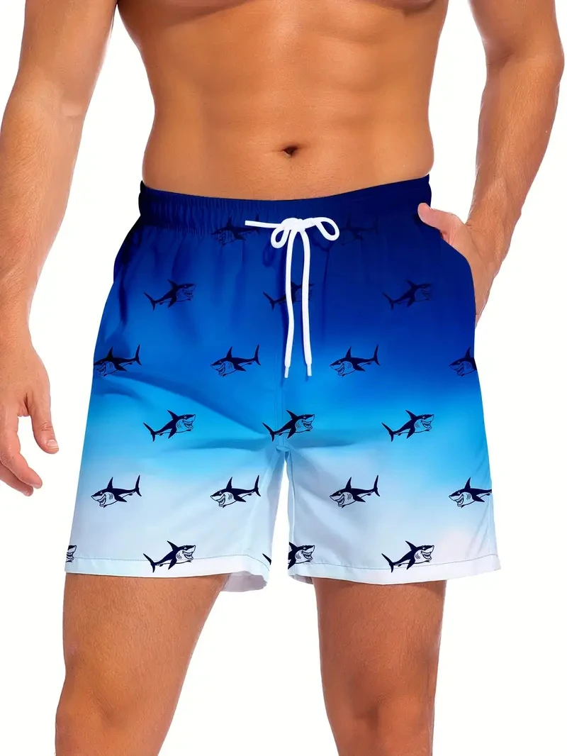 Nieuwe herenshorts 3D-print Boot Ankerpatroon Zwembroek Trekkoord Sneldrogend Kort Strand Hawaiiaans Casual Heren Kinderen Sportshorts