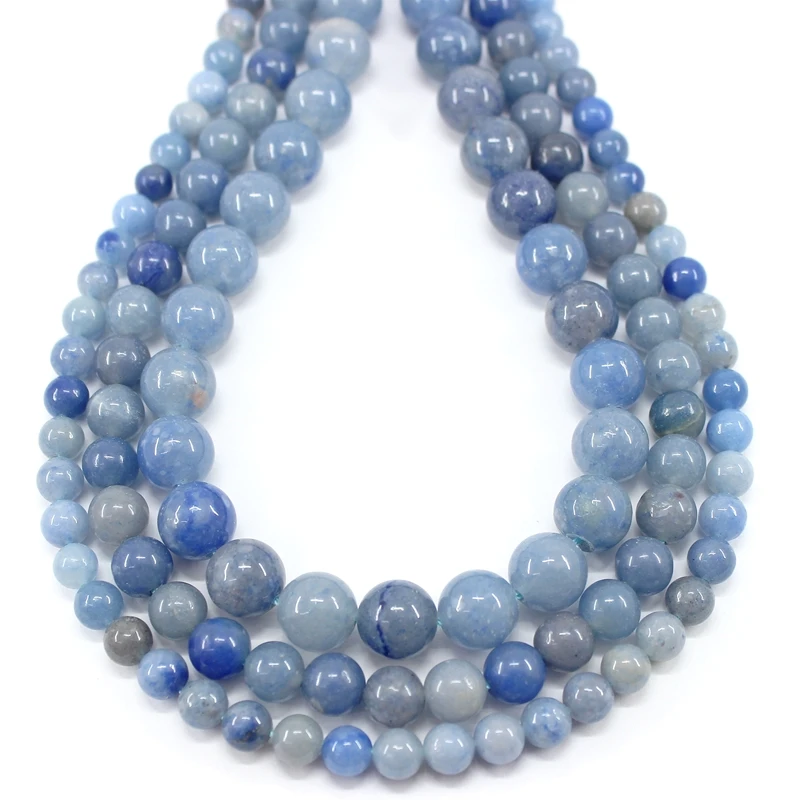 Natural Smooth Blue Aventurine 4 6 8 10 12MM Round Loose Strand Stone Beads For Jewelry Making Bracelets Necklace Earrings Gift