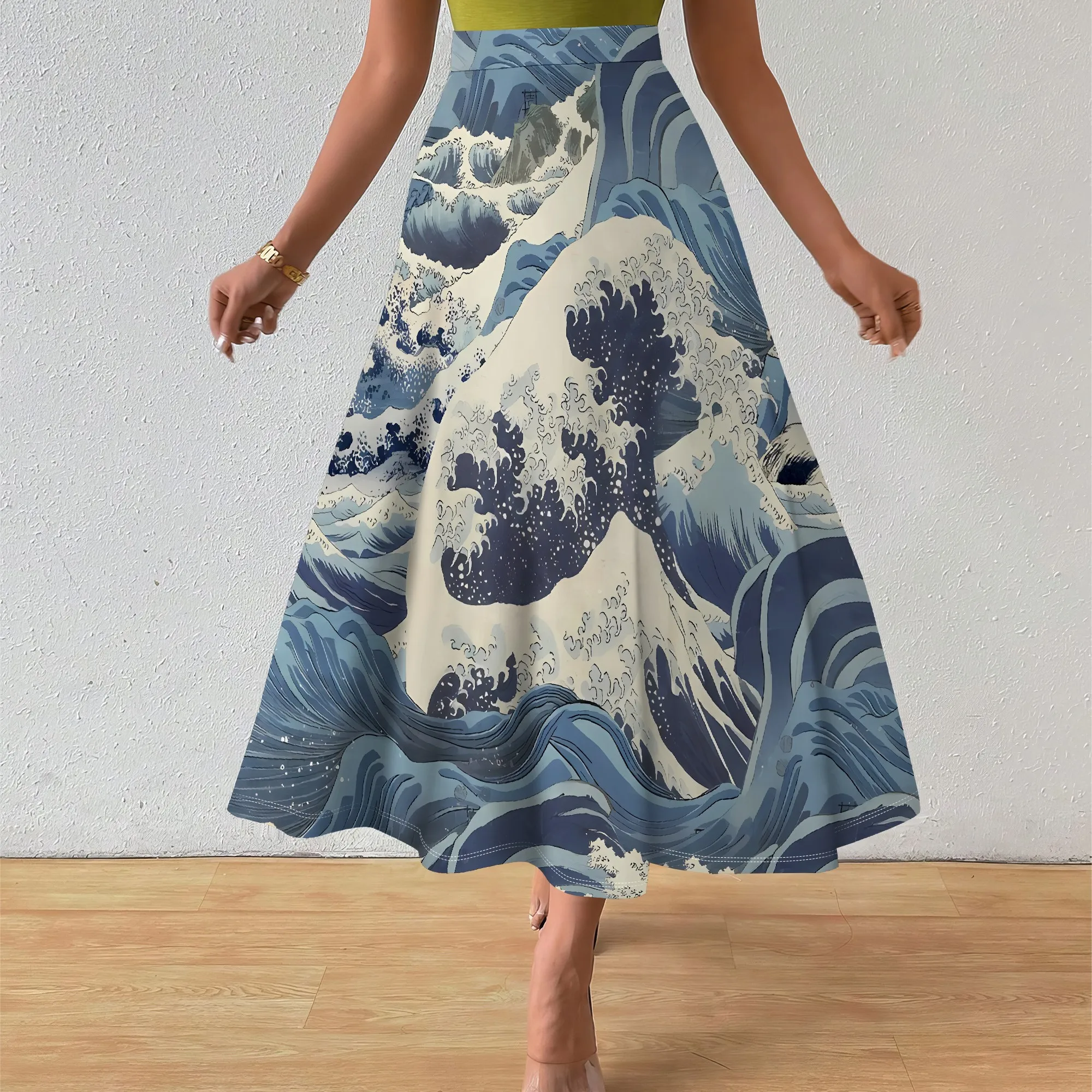 

EQQZD Modern Artistic Pattern Print Skirt, Stylish Casual High Waisted A-Line Skirt for Women's Daily Wearing