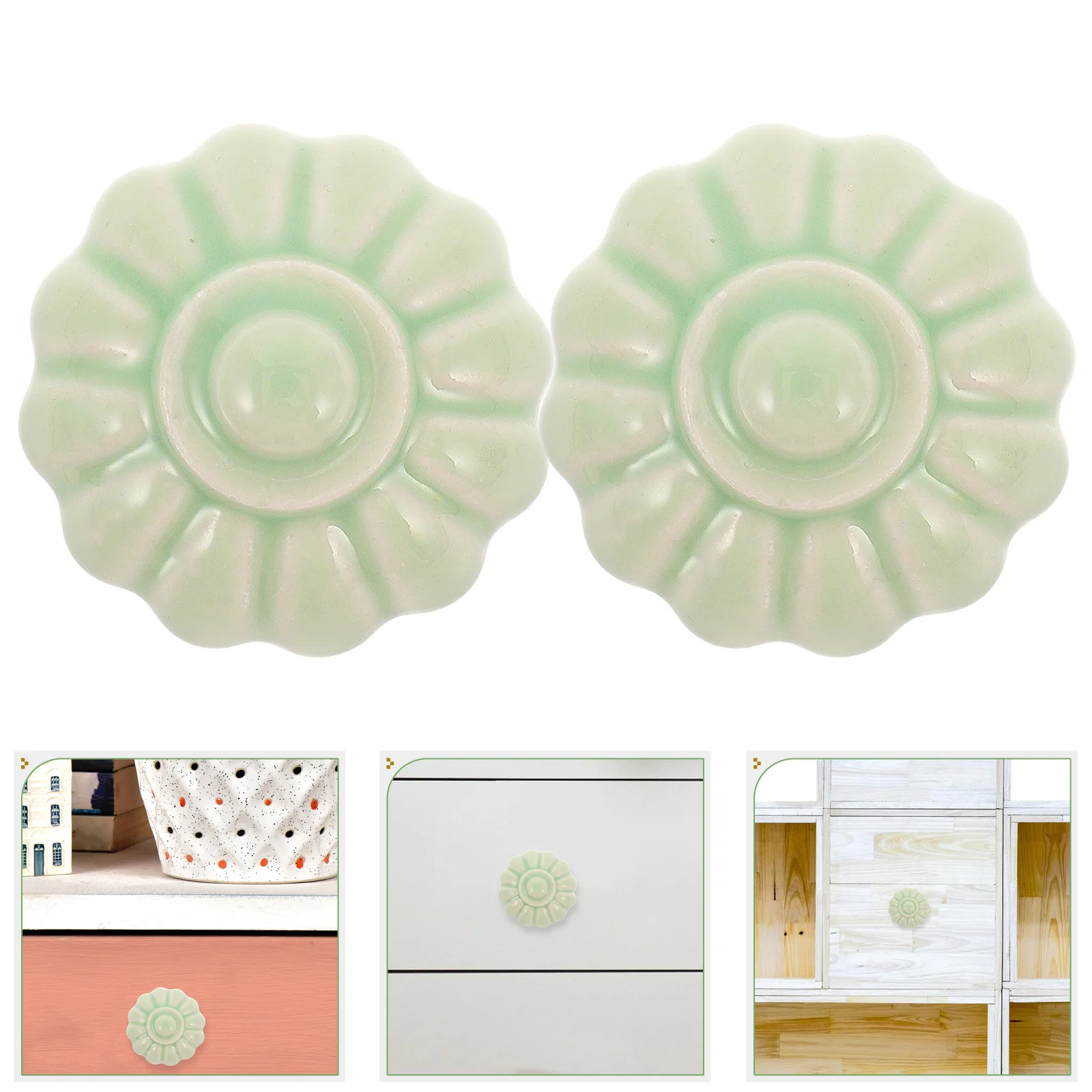 

6 PCS Ceramic Cabinet Knobs Door Pulls and Hardware Bathroom for Cabinets Cupboard Handles Home Decor